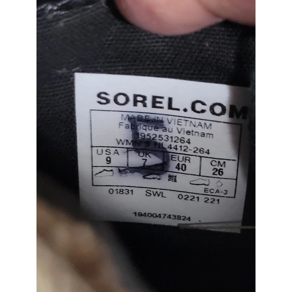 Sorel Lennox Lace Up Boots Womens 9 Tan Black Leather Waterproof Outdoor